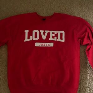Gildan Red 'Loved' Crew Neck Sweater